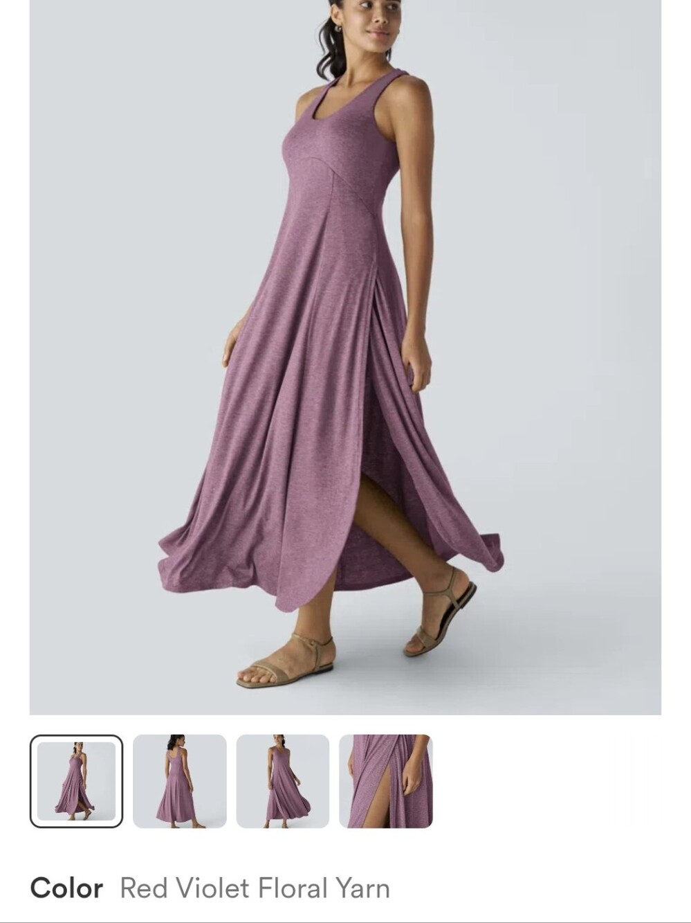 Halara Flowy U Neck Flowy Maxi Casual Tank Violet Dress XL NWT $50